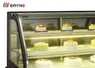 Curved Glass Cake Display Fridge , Marble - Base Upright Cake Showcase